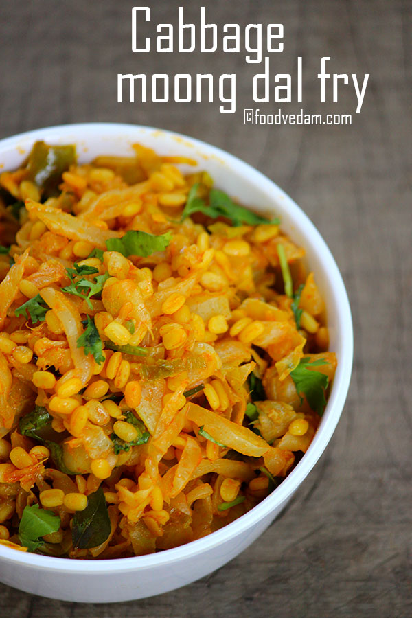 cabbage moong dal  fry