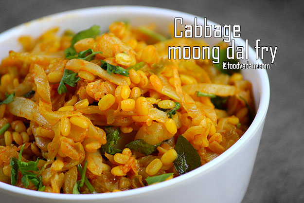 cabbage moong dal  fry
